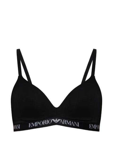 Emporio Armani padded triangle bra in stretch-cotton with logo band