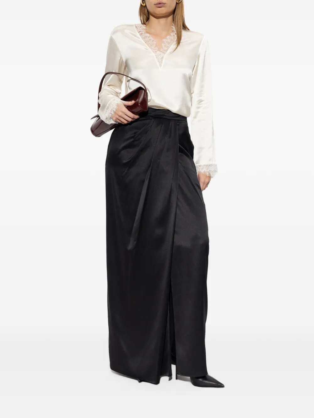 Max Mara Zijden satijnen maxi-rok Grijs