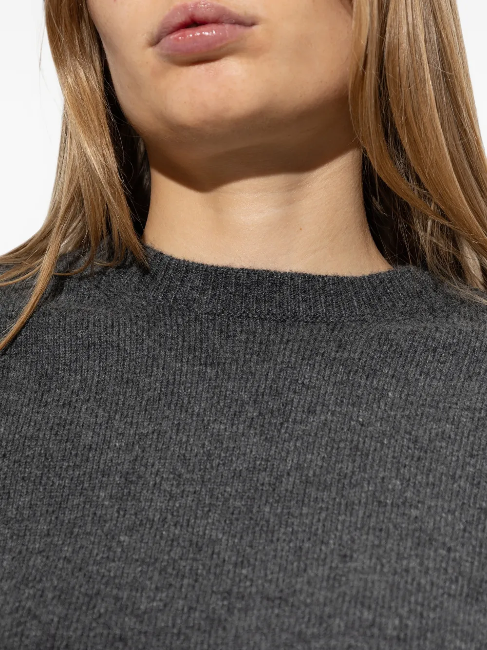 Max Mara Kasjmier trui met garen donkergrijs