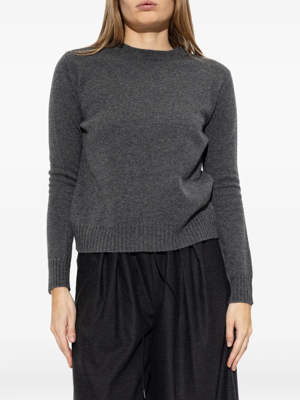 Max Mara Kasjmier trui met garen donkergrijs