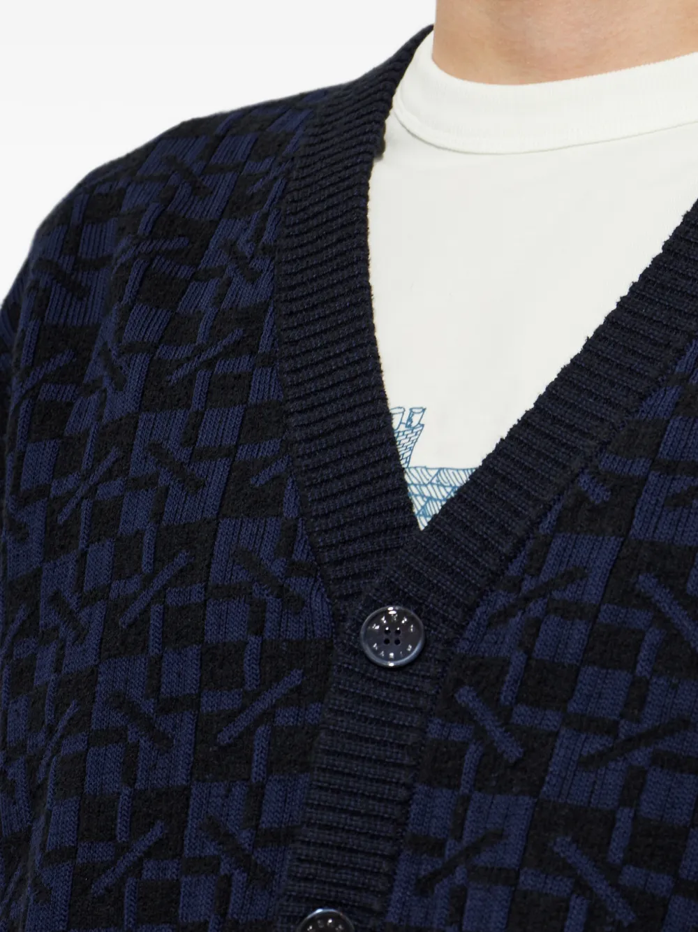 Kenzo gram vest met geometrisch patroon en V-hals Blauw
