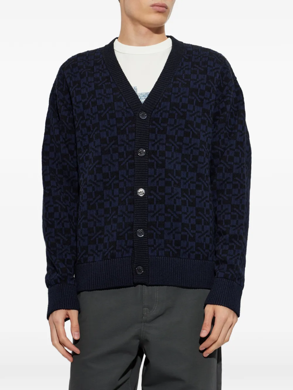 Kenzo gram vest met geometrisch patroon en V-hals Blauw