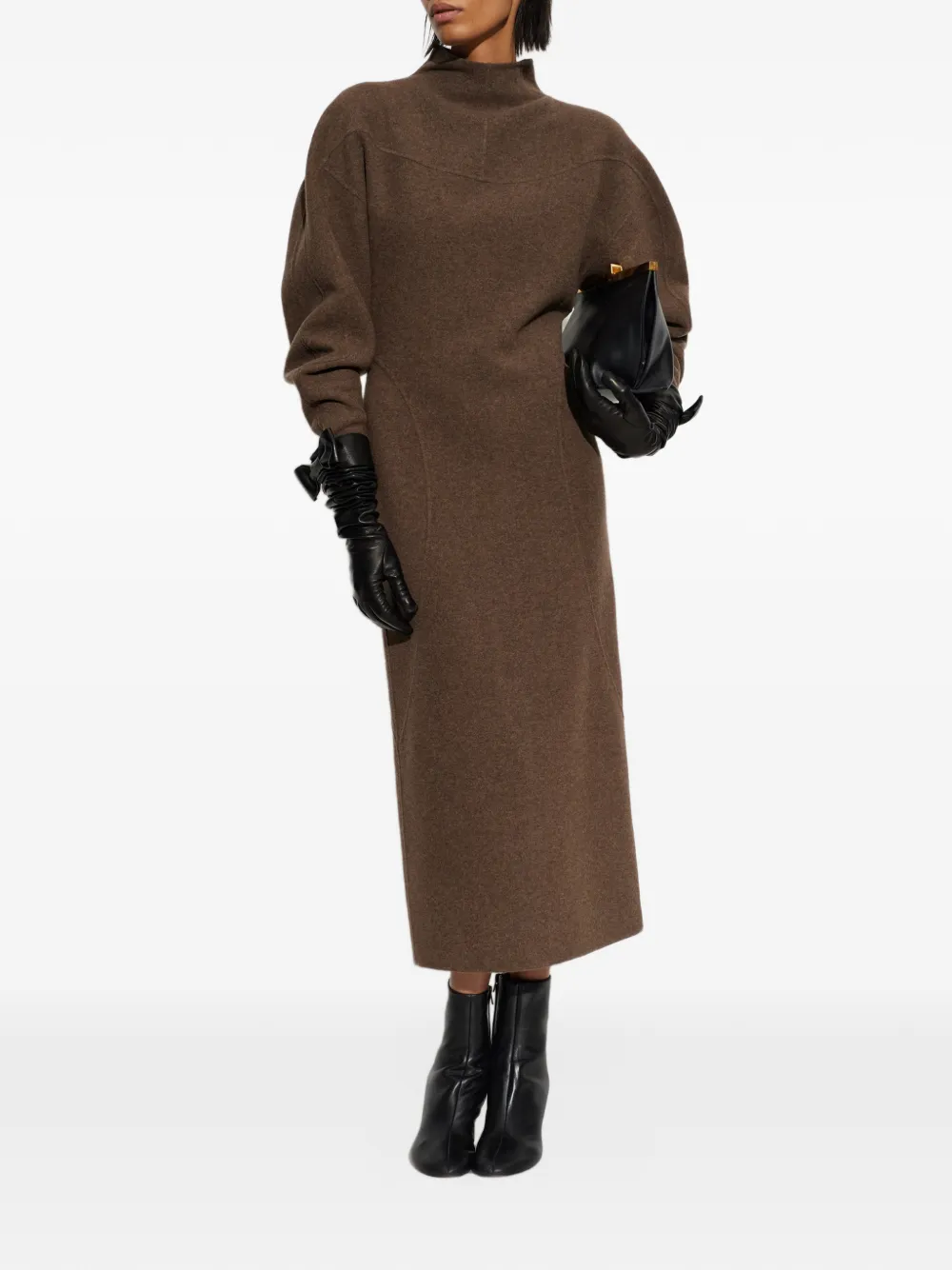 Max Mara wool and cashmere jersey dress - mud - Marrone