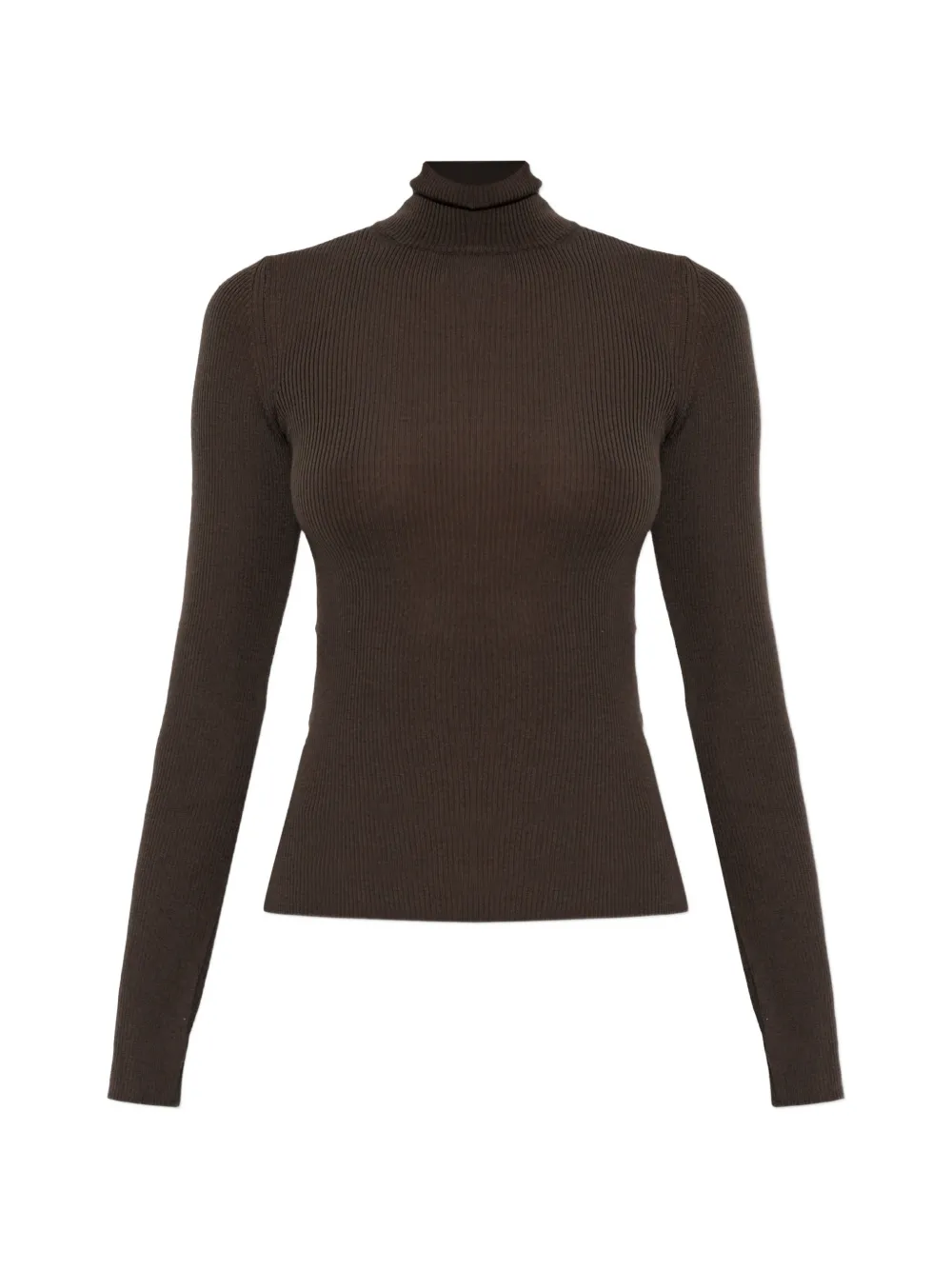 Max Mara wool yarn polo-neck sweater - mud - Marrone