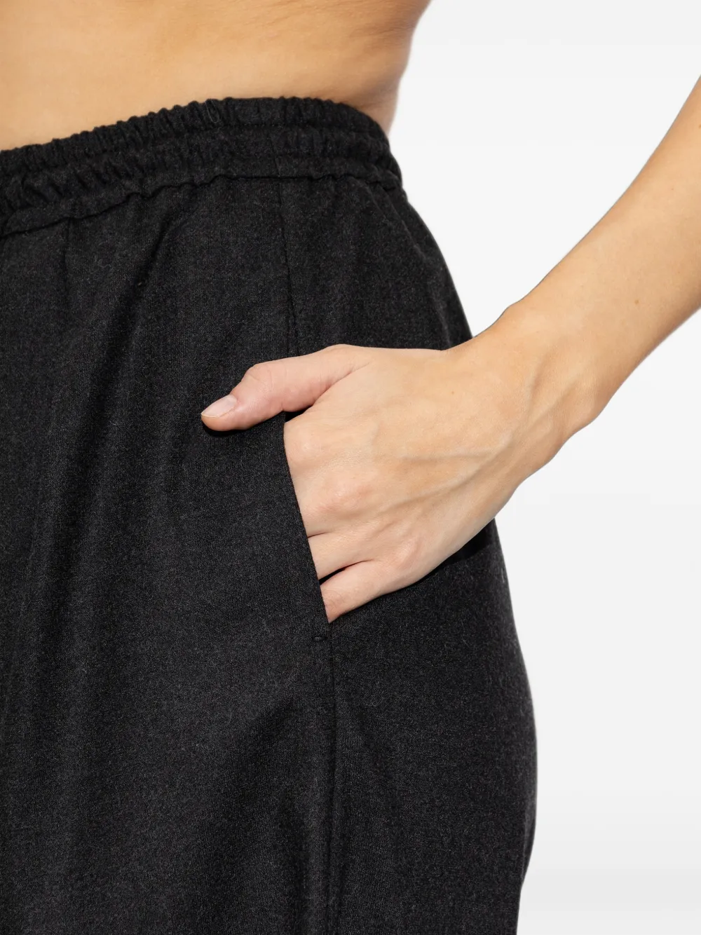 Max Mara Wollen flanellen broek met wijde pijpen donkergrijs