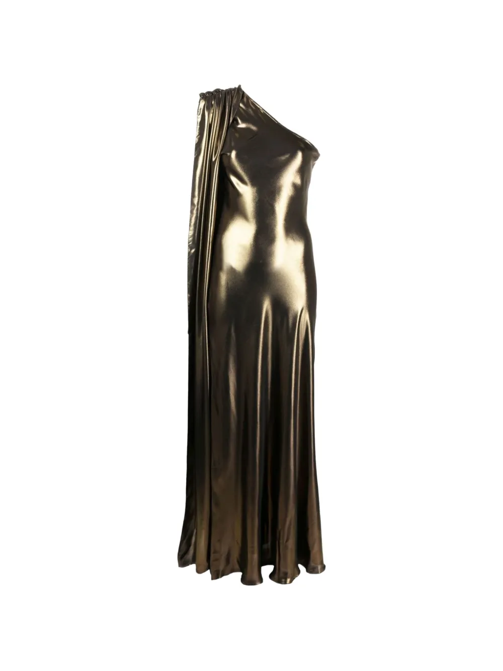 Tessitura Body Couture Golden one-shoulder metallic-effect maxi dress