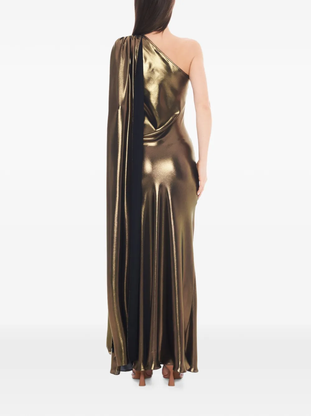 Tessitura Golden asymmetrische maxi-jurk met metallic-effect Goud