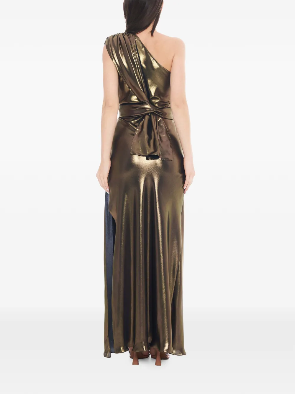 Tessitura Golden asymmetrische maxi-jurk met metallic-effect Goud