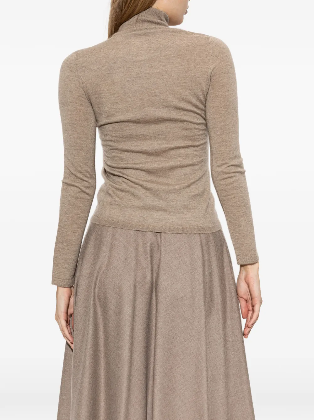 Max Mara Kasjmier trui met polokraag en garen Beige