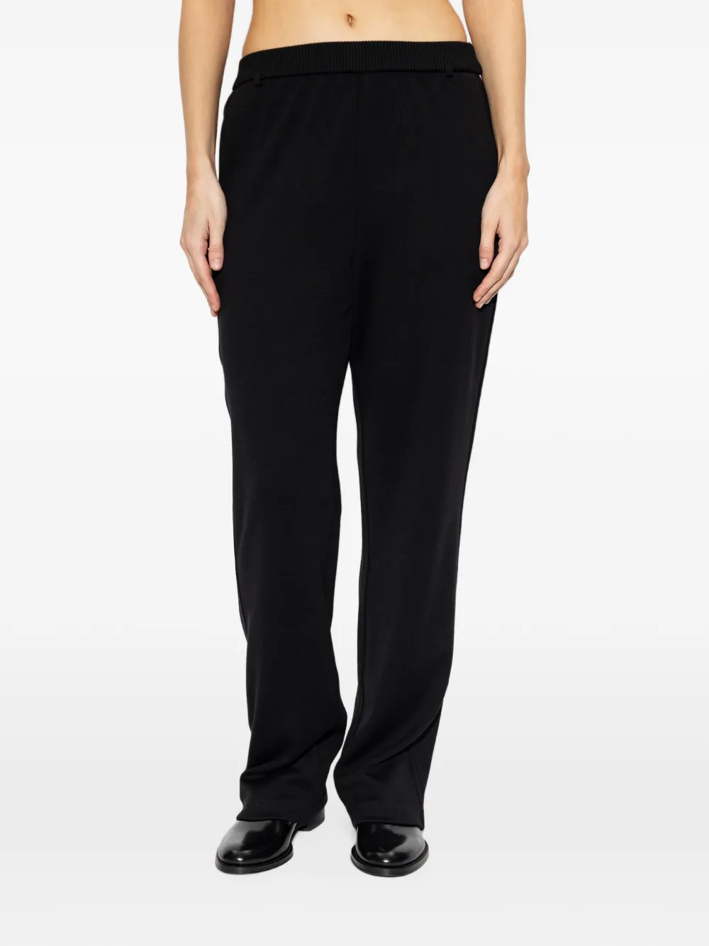 Max Mara logo-embroidered wool track pants Zwart