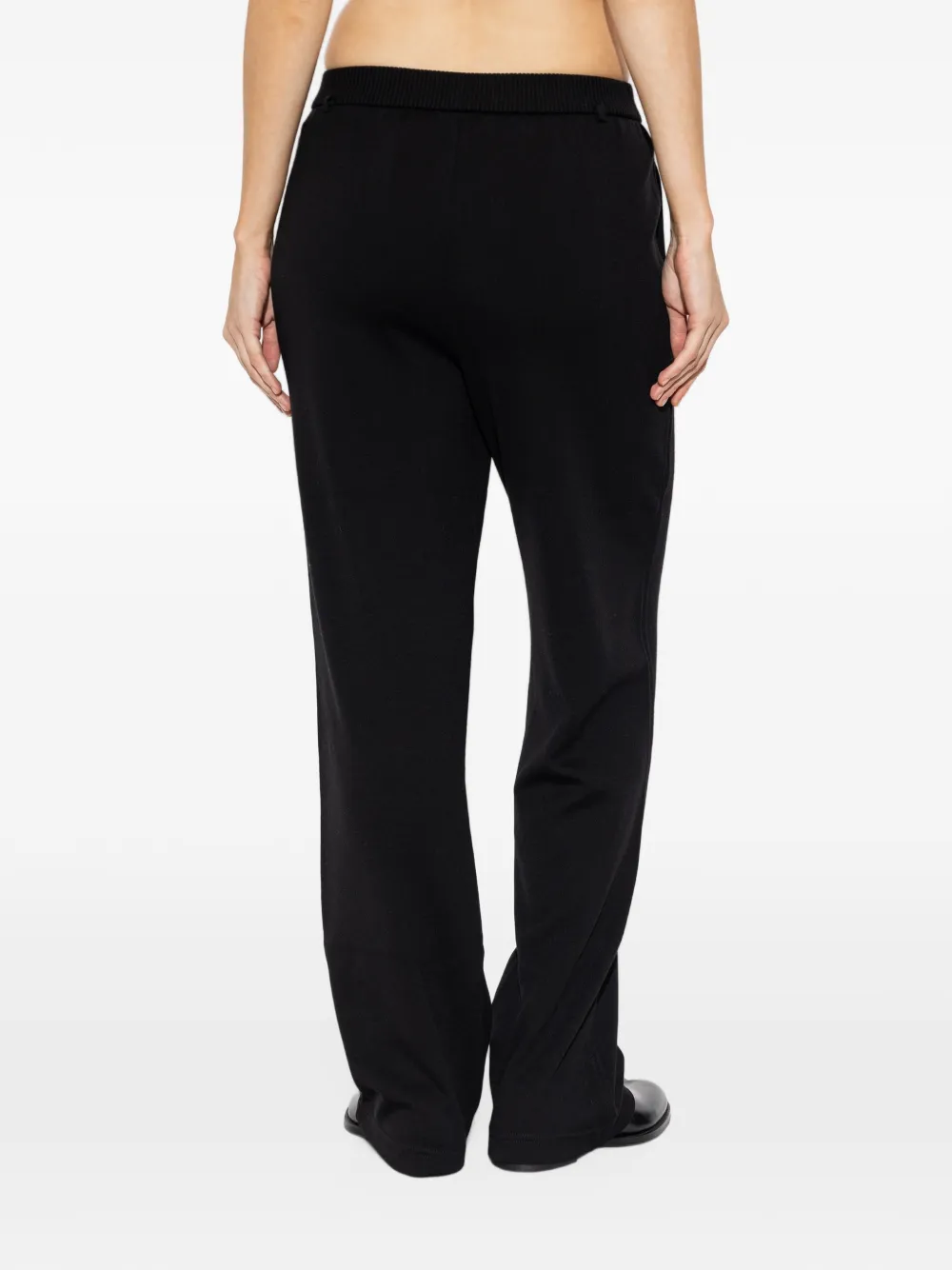 Max Mara logo-embroidered wool track pants Zwart