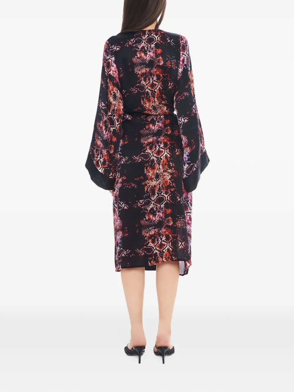 Tessitura snake-print silk kimono Zwart
