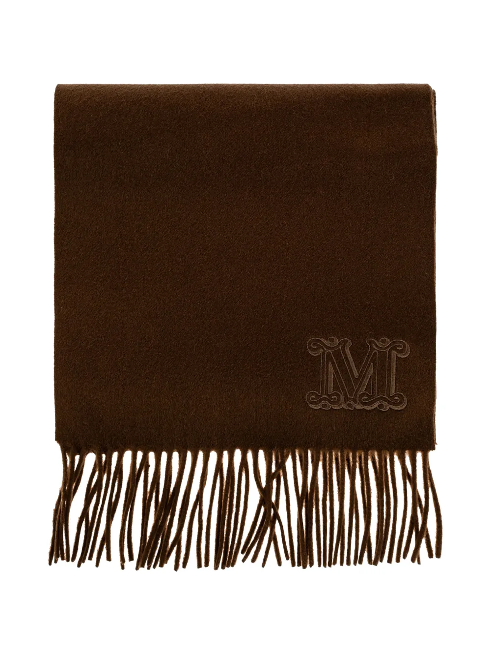 Max Mara cashmere stole with Monogram embroidery - rust - Brown