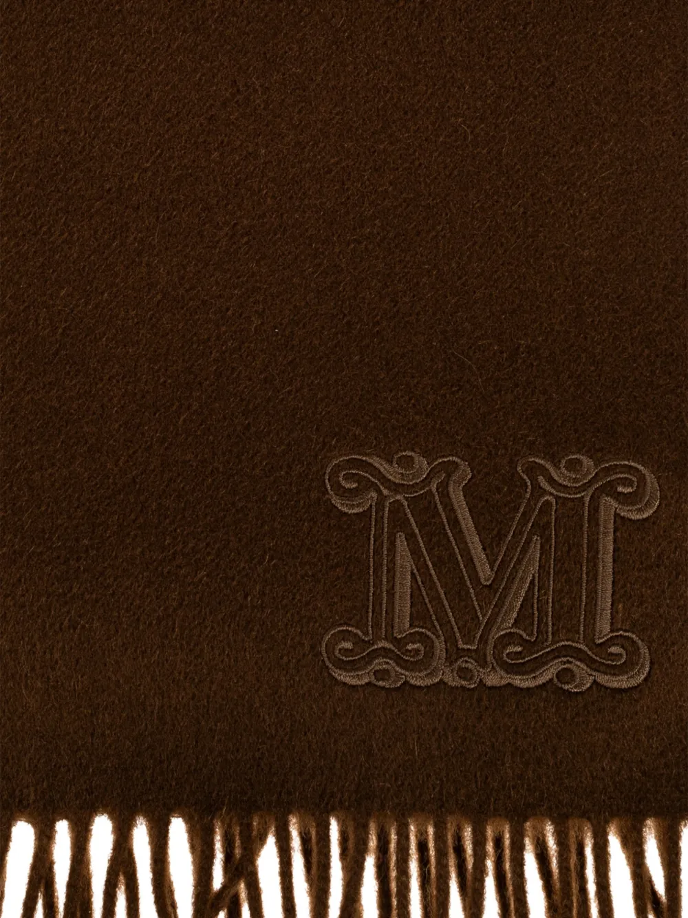 Max Mara Kasjmier stola met geborduurd monogram Bruin