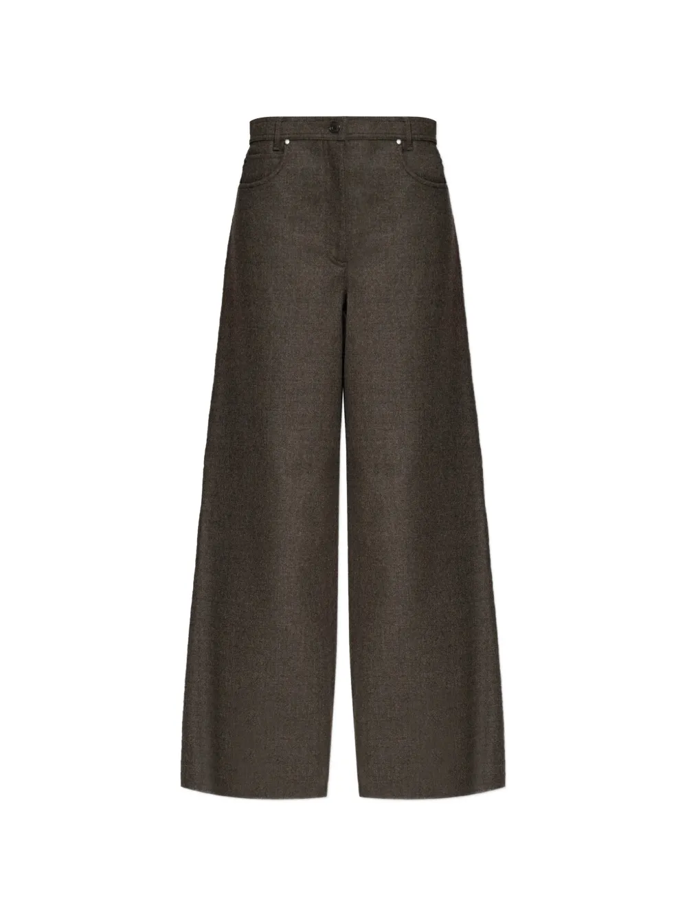 Max Mara Vilten wollen broek met wijde pijpen Bruin