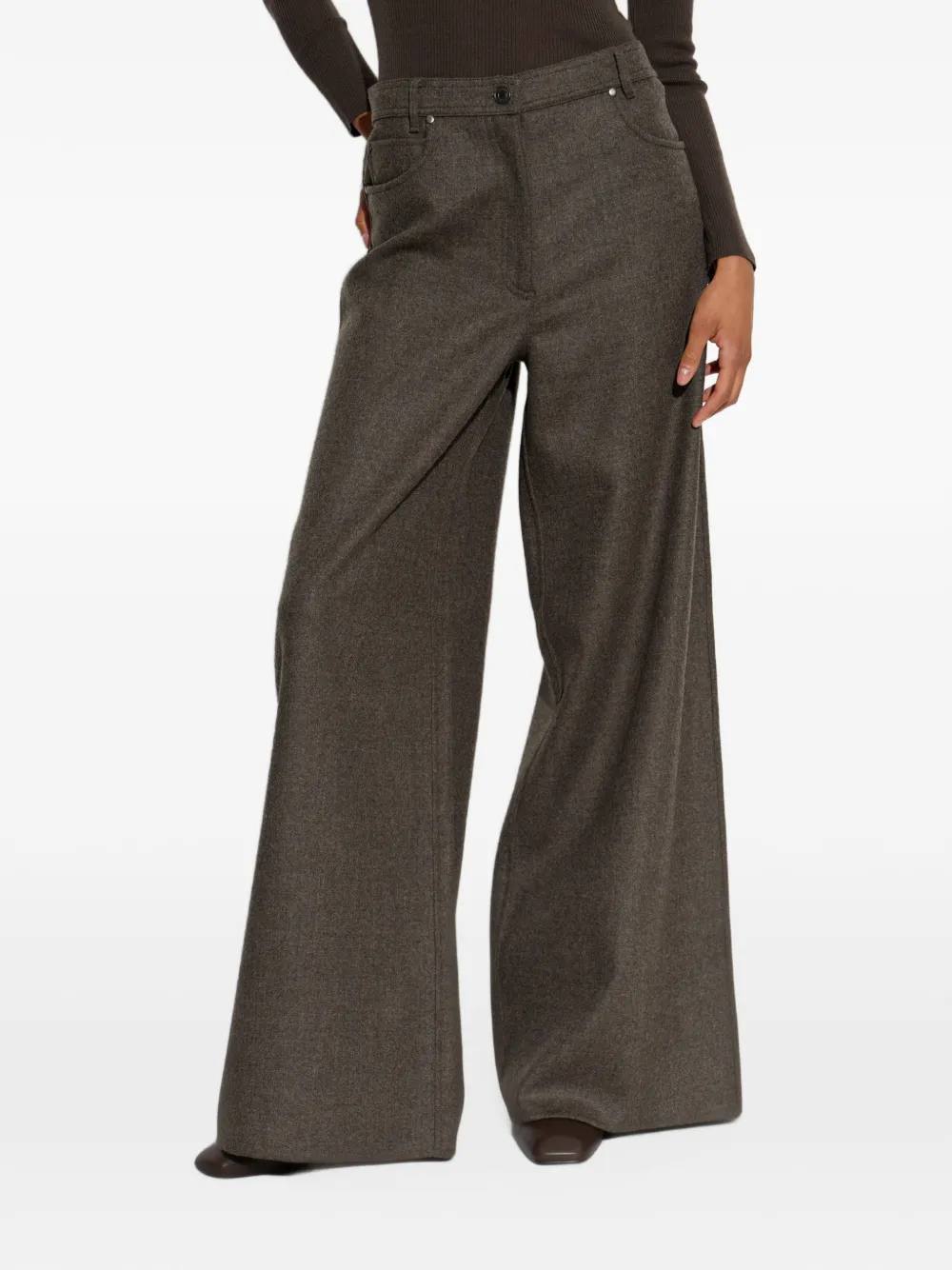 Max Mara Vilten wollen broek met wijde pijpen Bruin