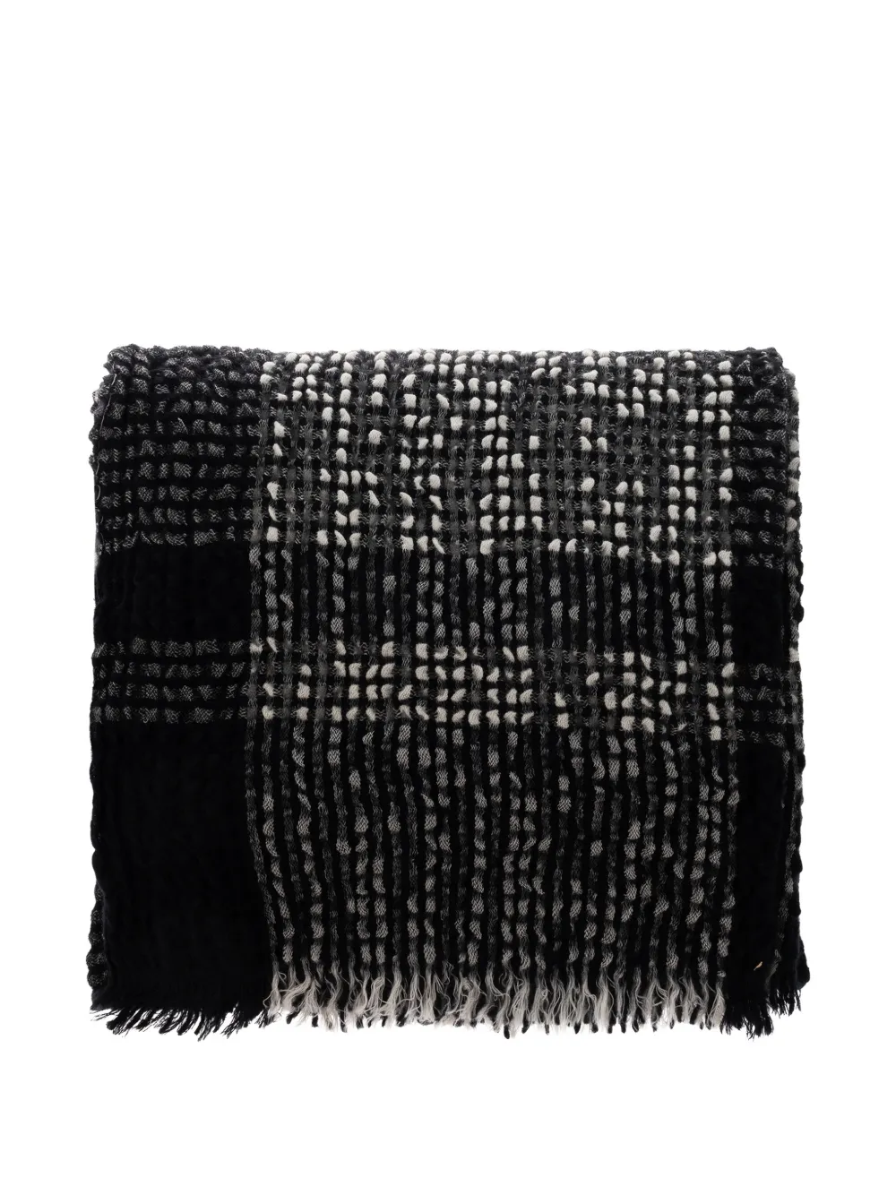 Issey Miyake check frayed scarf - Schwarz