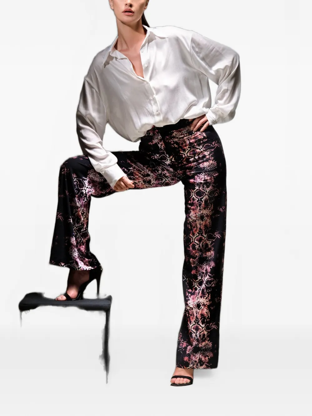 Tessitura Digital Snake Swarovski broek met kristallen Zwart