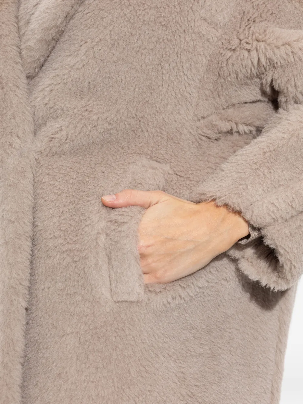 Max Mara Teddy Bear Icon jas van alpaca en wol zand Beige