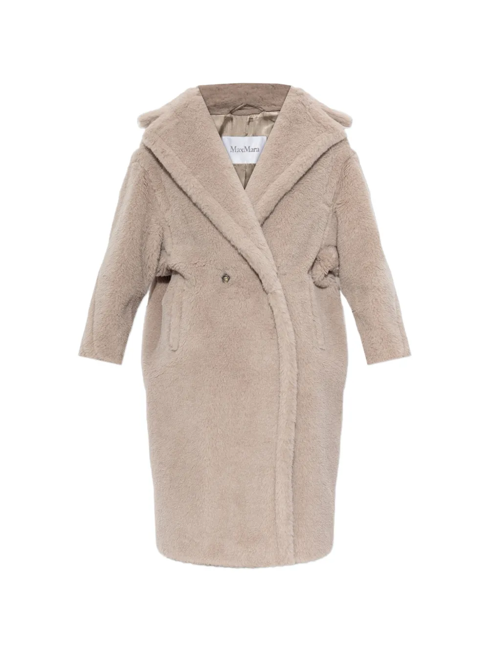 Max Mara Teddy Bear Icon jas van alpaca en wol zand Beige