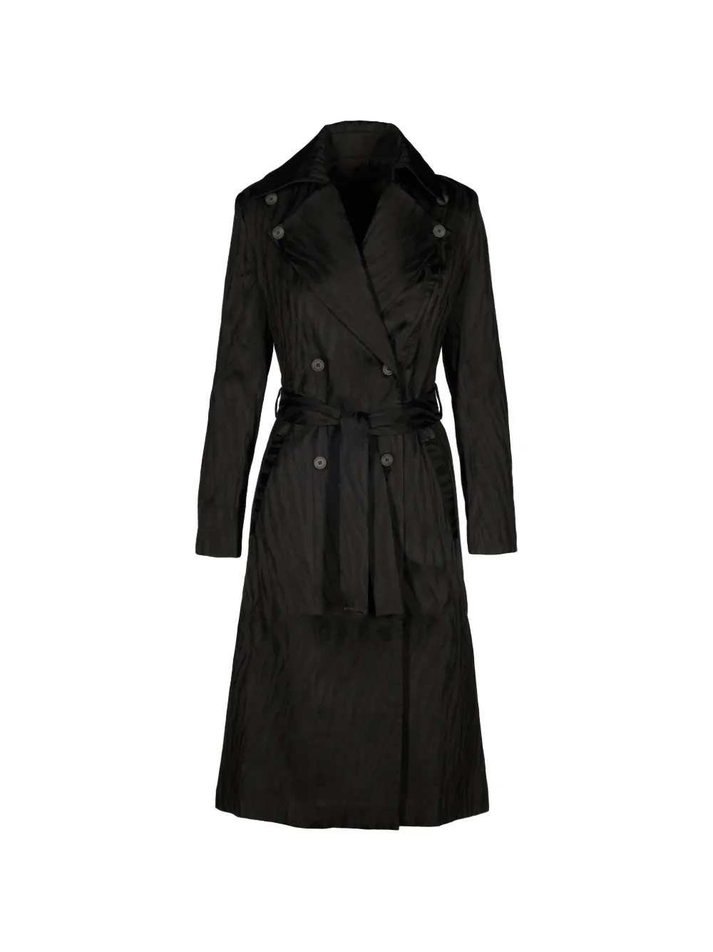 Tessitura The Zebra Double-breasted Trench Coat In Black