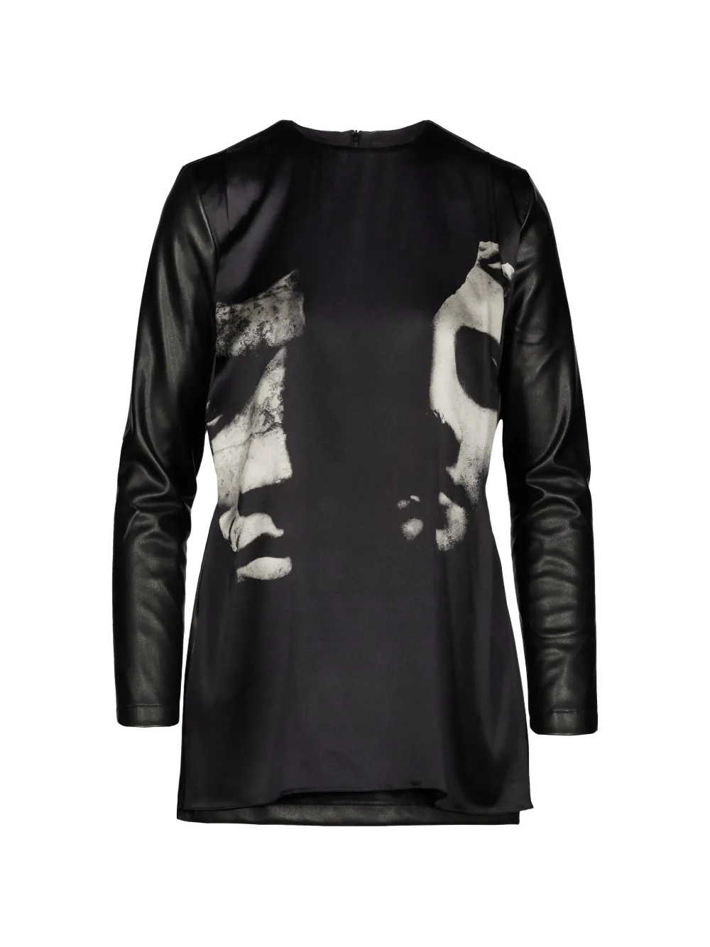 Tessitura Mono Graphic-print Panelled Mini Dress In Black