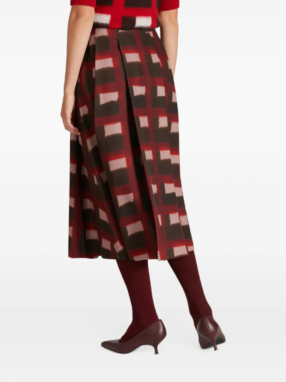 slowear Midi-plooirok met geometrische print Rood