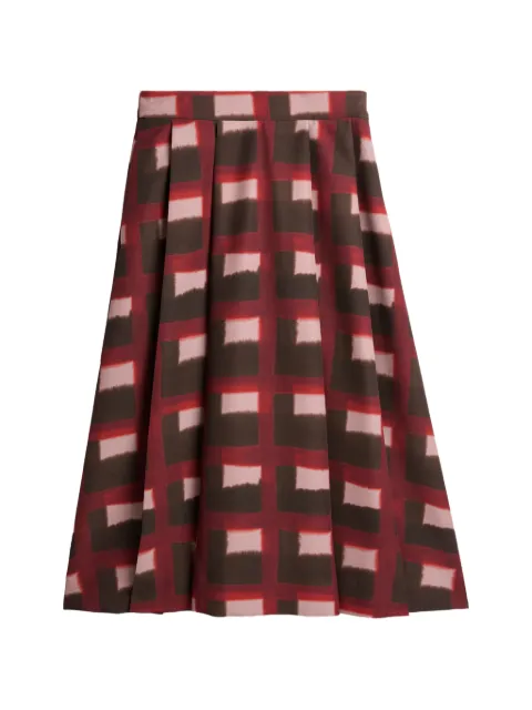 slowear geometric-print pleated midi skirt