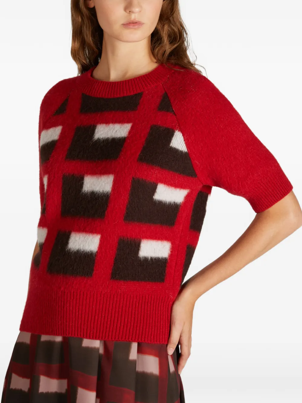 slowear Trui met jacquard Rood