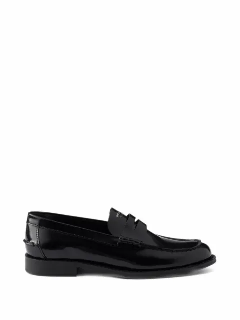 Prada mocasines de piel con efecto cepillado