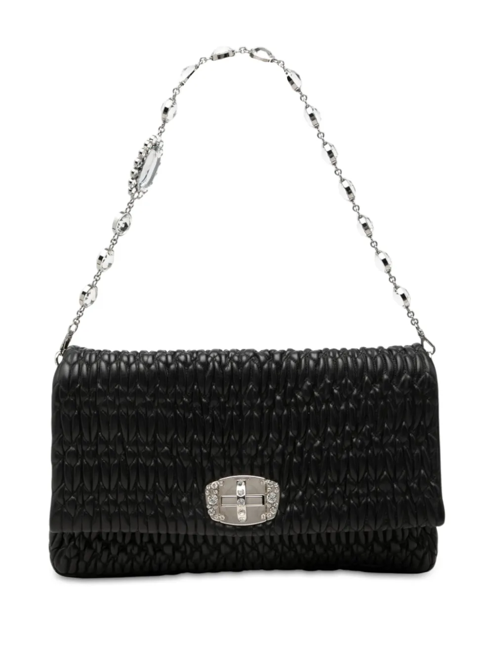 Miu Miu Pre-Owned 2010-2026 Large Matelasse Nappa Crystal satchel - Nero