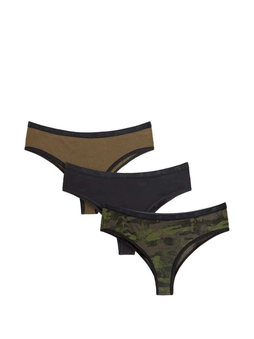 Diesel three-pack briefs with camo-print - Verde