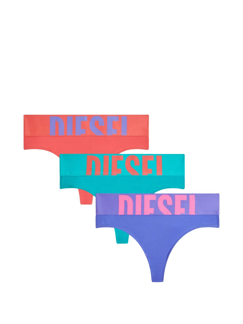 Diesel three-pack thongs with cut-off logo - Viola