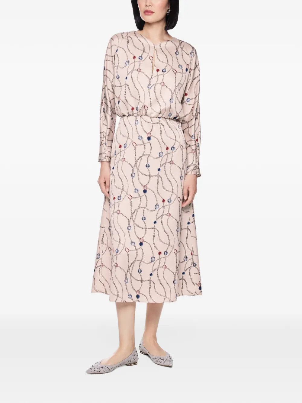 MARCCAIN chain-print long-sleeve maxi dress - Rose MARCCAIN chain-print long-sleeve maxi dress - Rose