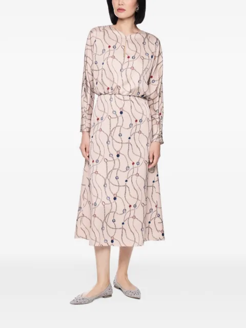 MARCCAIN chain-print long-sleeve maxi dress