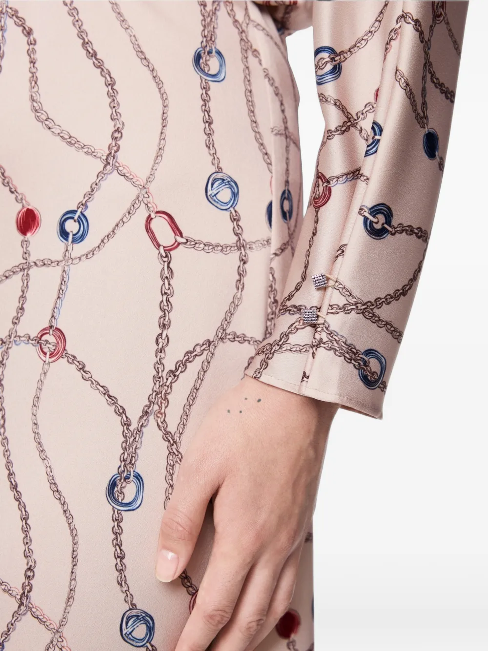 MARCCAIN Maxi-jurk met lange mouwen en ketting-print Roze
