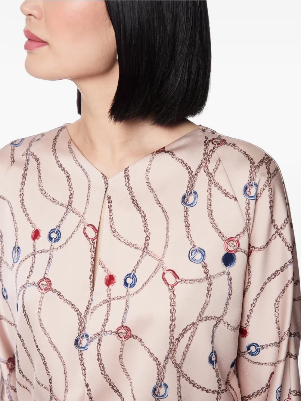 MARCCAIN Maxi-jurk met lange mouwen en ketting-print Roze