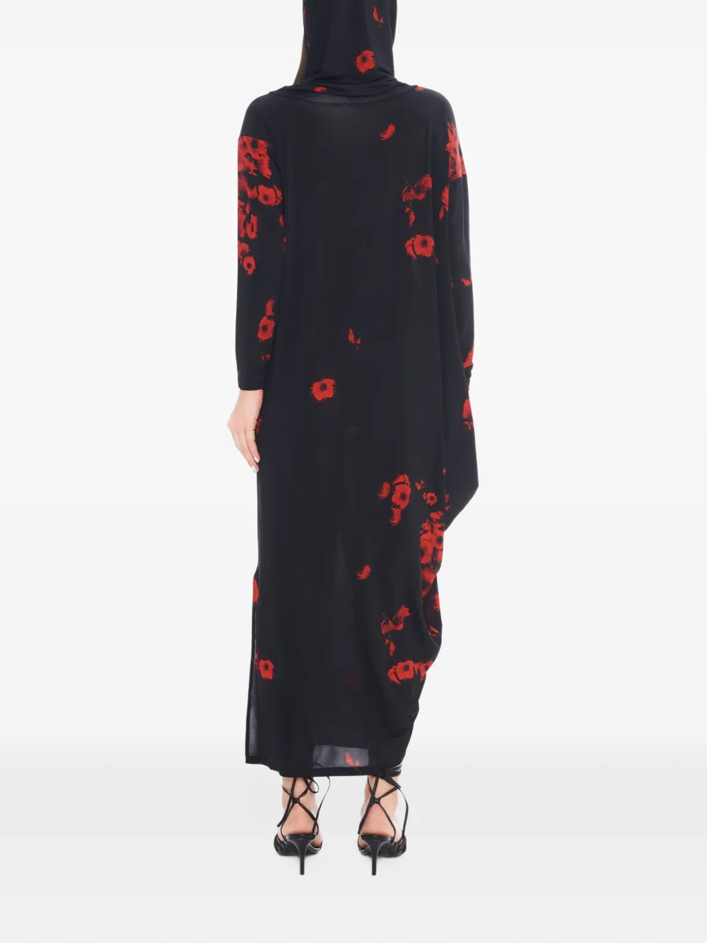 Tessitura Asymmetrische maxi-jurk met capuchon Zwart