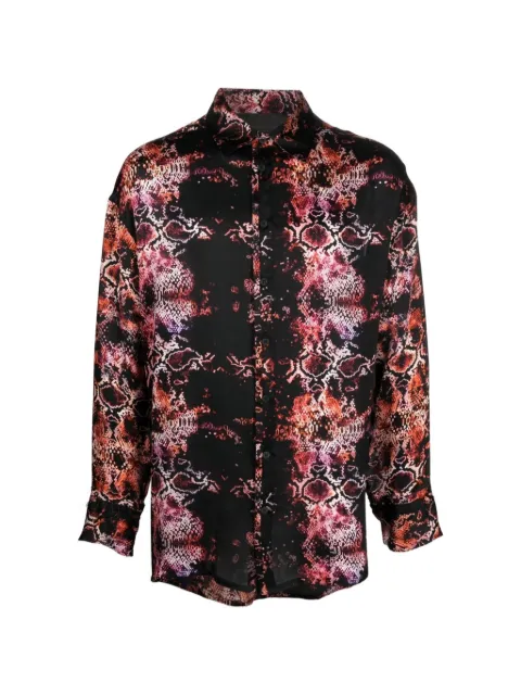 Tessitura digital snake-print silk shirt