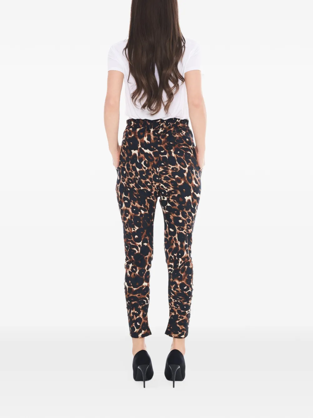 Tessitura Twisted broek met toelopende pijpen en luipaard-print Zwart