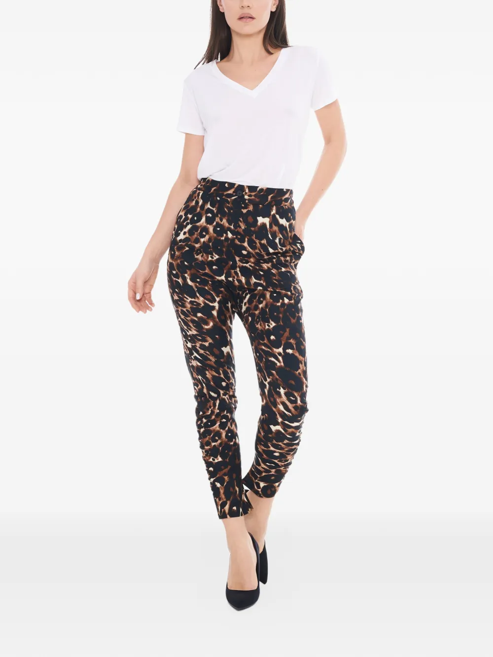 Tessitura Twisted broek met toelopende pijpen en luipaard-print Zwart