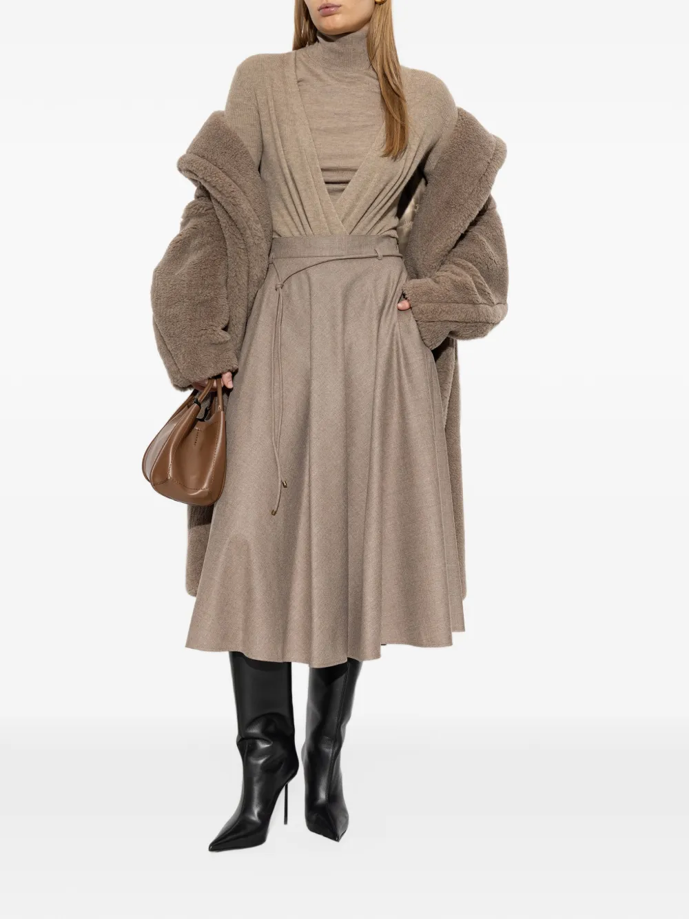 Max Mara Flared kasjmier rok zand Beige