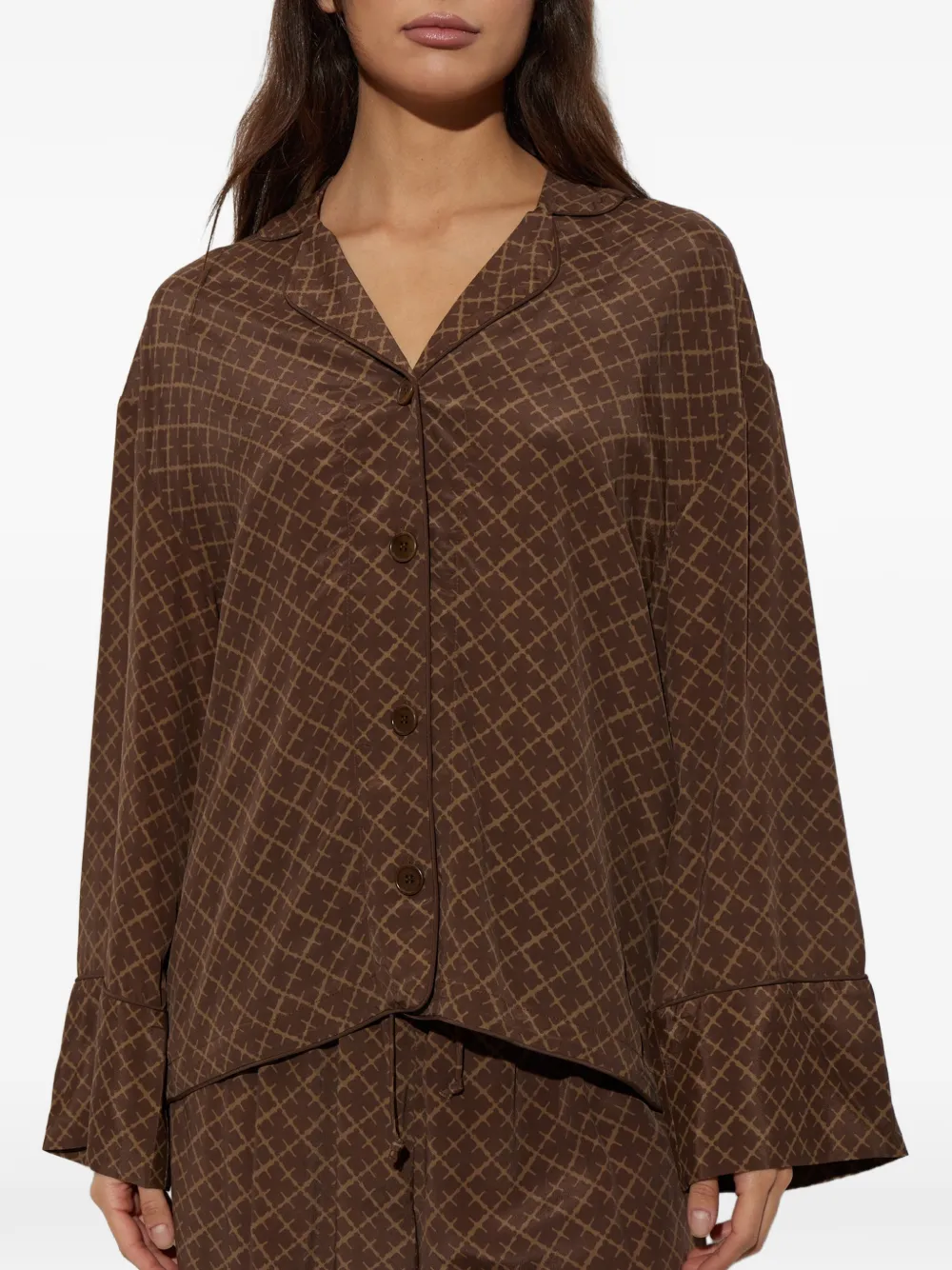 By Malene Birger Margaret geometric-print shirt Bruin