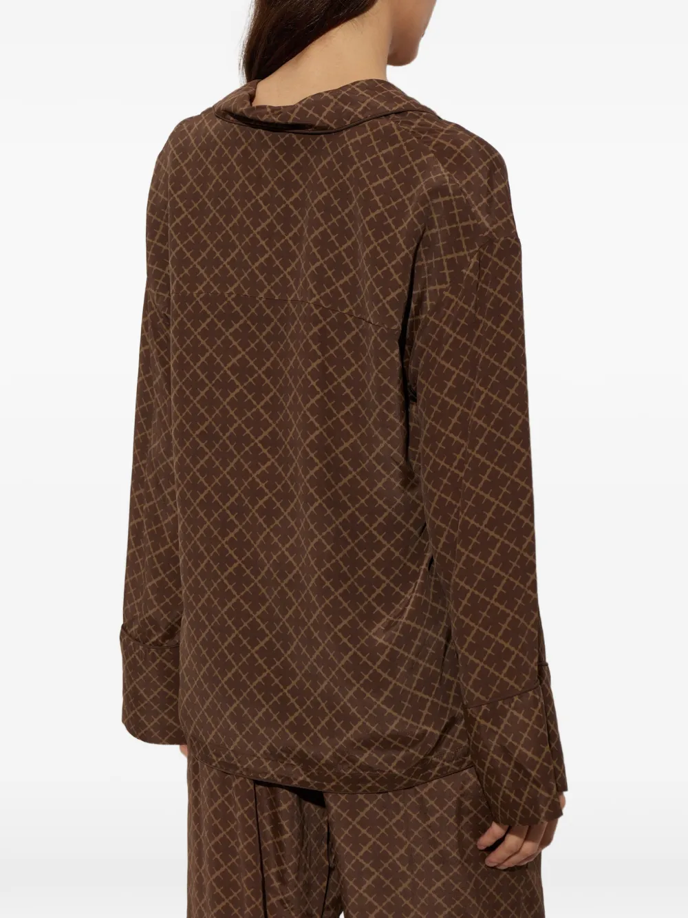By Malene Birger Margaret geometric-print shirt Bruin