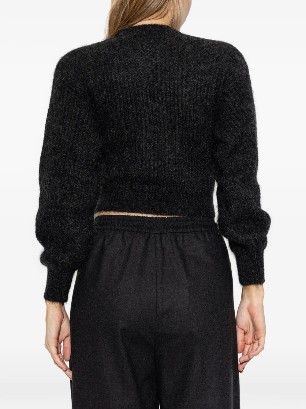 Max Mara Mélange Mohair cropped trui donkergrijs
