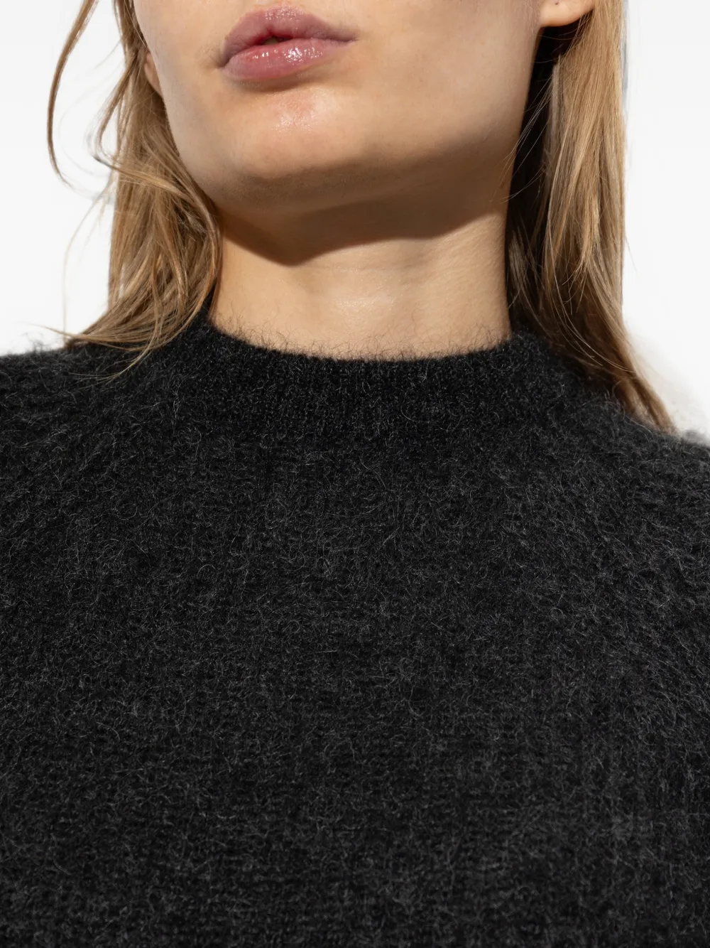 Max Mara Mélange Mohair cropped trui donkergrijs