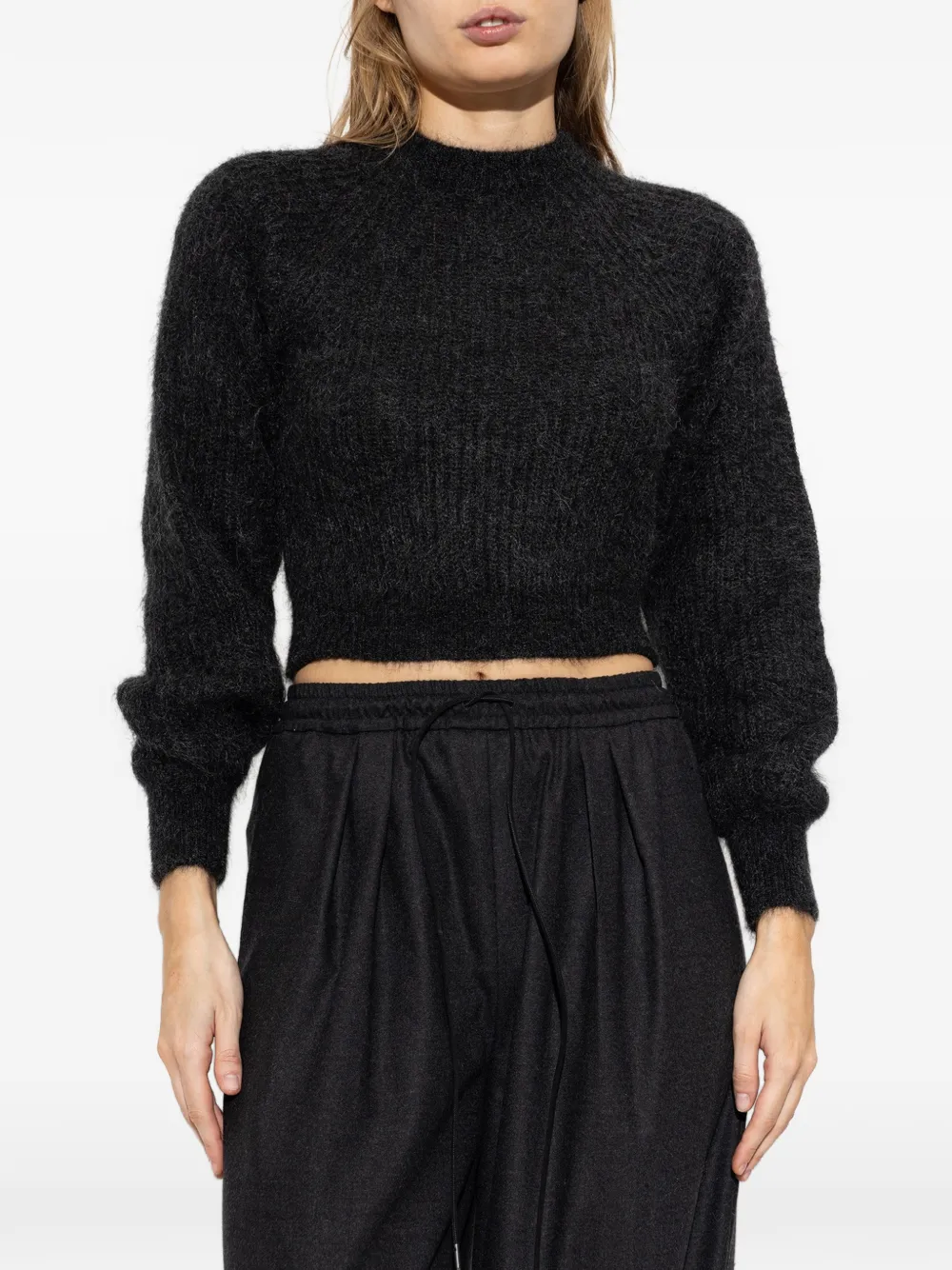 Max Mara Mélange Mohair cropped trui donkergrijs