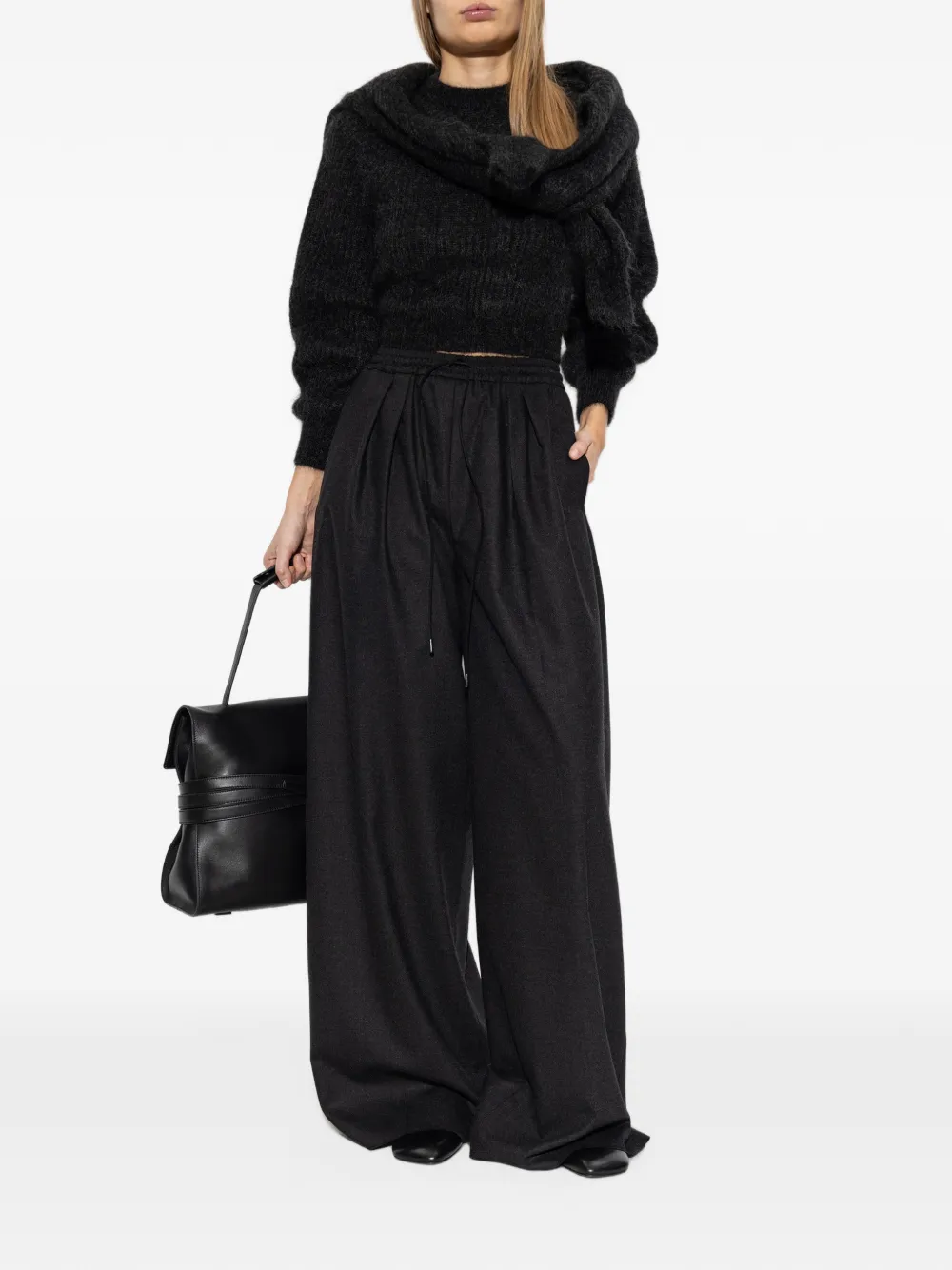 Max Mara Mélange Mohair cropped trui donkergrijs