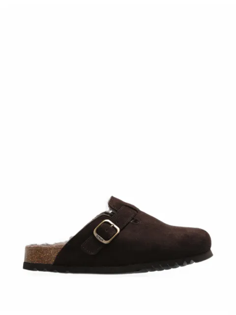 Scholl Fae Fur buckle-fastening suede mules