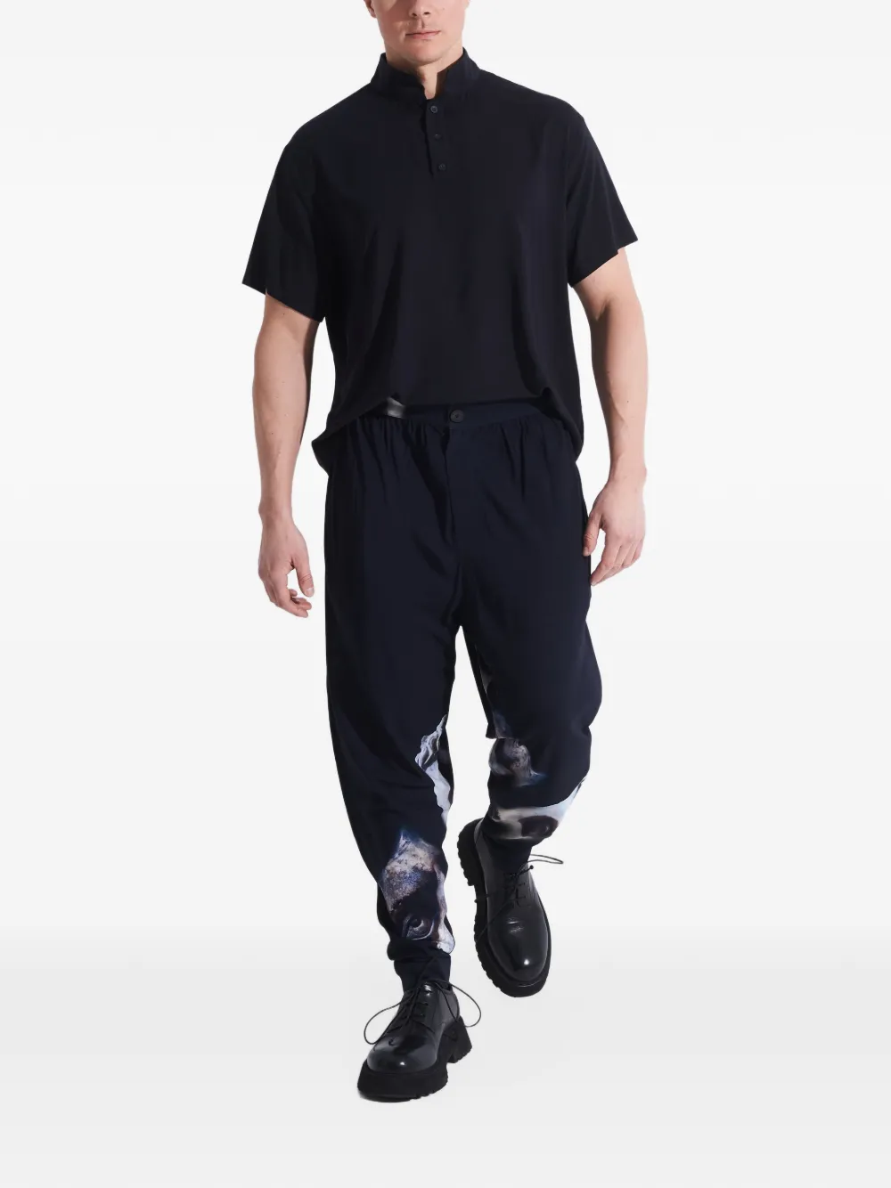 Tessitura Broek met digitale print Zwart